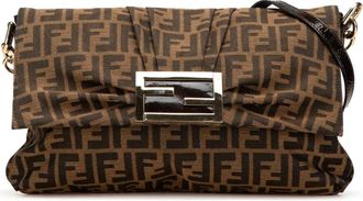 Fendi Borsa a tracolla Mia in tela con battente e motivo Zucca 2010-2025 - Marrone