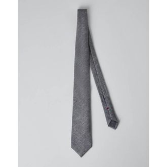 Brunello Cucinelli Mens Grey Navy Wool Patterned Tie