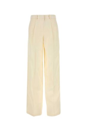 Magda Butrym Cream Wool Blend Wide Leg Pant