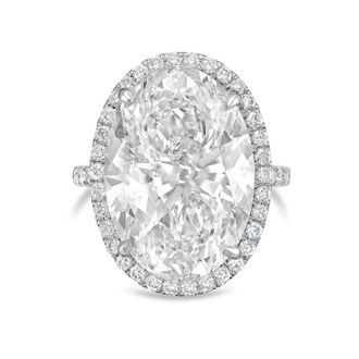 Diana M. Jewels 14kt white gold 2ct lab grown Oval Diamond Halo Pav&eacute; Ring