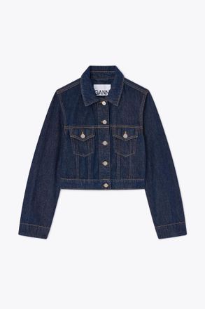Ganni Navy Jacket in Rinse Denim - Size 10/12 Organic Cotton