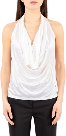 Elisabetta Franchi Glanzende Viscose Jersey Top - Dames - Tops zonder mouwen - Beige - S - Tops