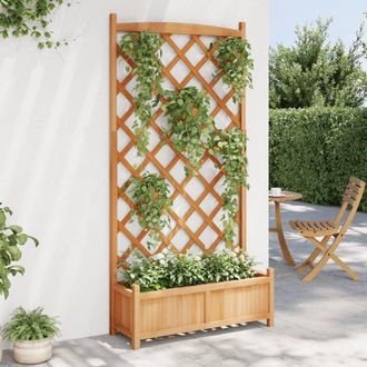 Berkfield Home Planter with Trellis Brown Solid Wood Fir