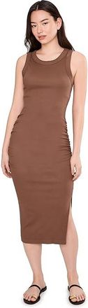 Michael Stars Wren Ruched Midi Womens Dress Bark : XL (US 10-12), Cotton/Modal/Spandex