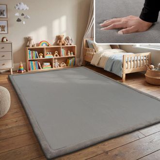 Paco Home Paco Home Tappeto Bambini Cameretta Bambina Ragezzi Tappeto Morbido Antiscivolo Moderno Grigio, 100x200 cm