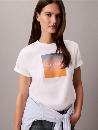 Calvin Klein Jeans Calvin Klein Womens Sunset Graphic Classic Tee - Open White - XL