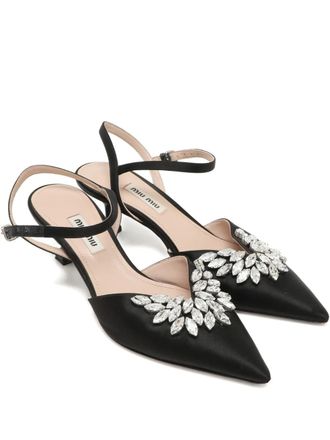 Miu Miu Pumps verfraaid met kristallen - Zwart