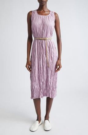 Lafayette 148 New York Pliss&eacute; Sleeveless Belted Midi Dress in Lavender Tint Melange at Nordstrom Rack, Size Medium