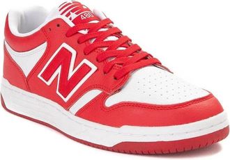 New Balance Mens New Balance 480 BB480LHR Red White Leather Low Top Lifestyle Shoes TF7983