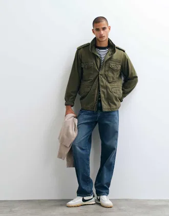 Abercrombie & Fitch giacca utility kaki con zip-Verde