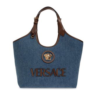 Versace Dames, Tassen, Blauw, Maat: ONE Size Denim