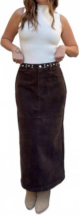 Bailey Rose Ellianna Embellished Midi Skirt In Chocolate