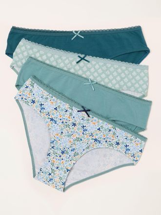 Fat Face FatFace Green 4 Pack of Geo Floral Classic Knicker