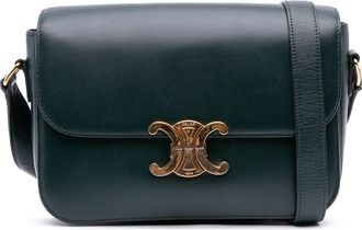 Celine Pre-owned Womens Triomphe Bag Classic Shoulder Bag - Dark Green Leather - One Size