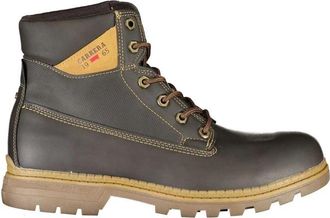 Carrera Robuuste bruine veterschoenen met contrastdetails - Heren - Veterlaarzen - Bruin - 43 EU - Polyester - Schoenen