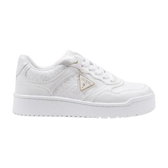 Guess Schoenen, Dames, Wit, 40 EU, Witte Veterschoenen van Polyurethaan