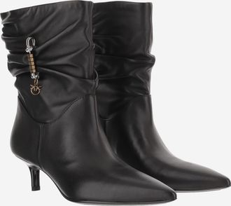 Pinko Womens Ankle Boots Gloria Leather Black Upper: Goat