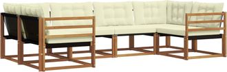 vidaXL Conjunto De Sof&aacute;s De Exterior 6 Uds. Natural Y Crema Vidaxl