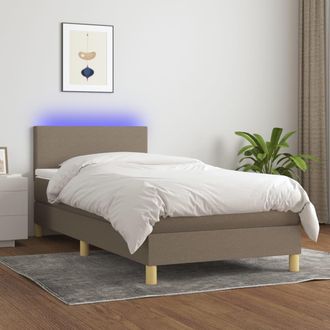 vidaXL Vidaxl - Cama Box Spring Colch&oacute;n Y Luces Led Tela Gris Taupe 100x200 Cm