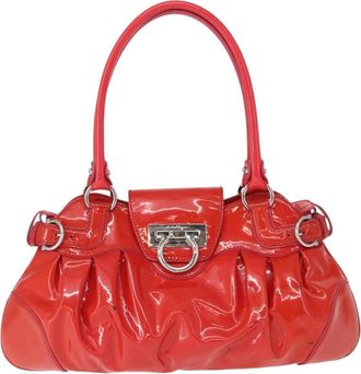 Ferragamo Marisa Patent Leather Red Patent_Leather Handbag (Pre-Owned)