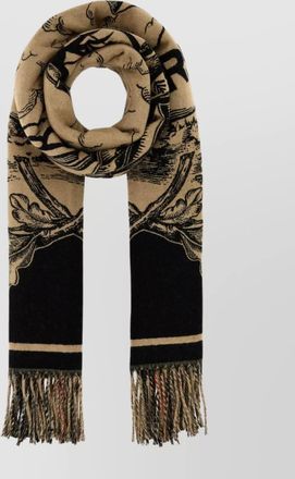 Burberry cashmere scarf fringe detail graphic print
