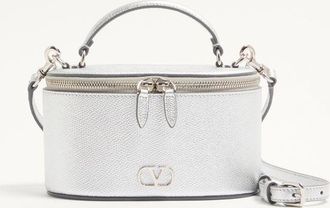 Valentino Garavani Mini Vanity Bag VLogo Signature In Vitello Granato Laminato Donna SILVER UNI