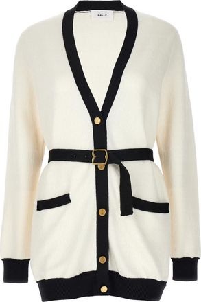 Bally BlackWhite Jacquard logo cardigan