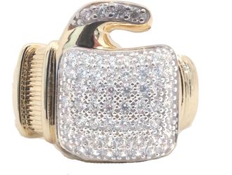 Jewelco London 9ct Gold CZ Thumbs Up MMA Sparring Boxing Glove Ring - JRN589