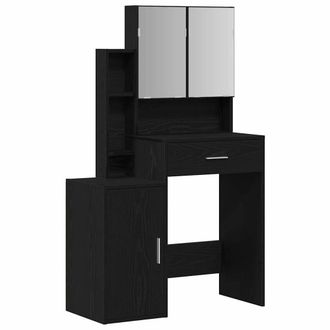 Berkfield Home Dressing Table with Mirror&LED Lights Black Oak Engineered Wood