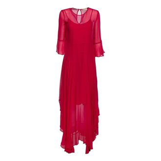 Twin-Set Abito Chiffon Lungo Rosso, Donna, Taglia: XS