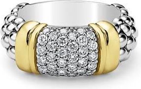 Lagos Signature Caviar Pavé Diamond Ring, 9mm in Two-Tone at Nordstrom, Size 7