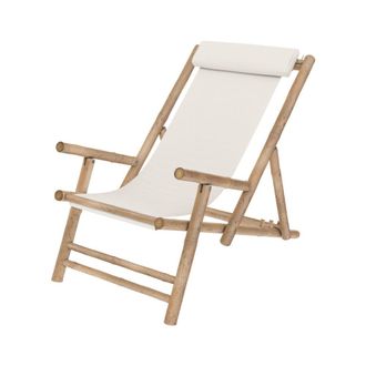 Rendez-Vous D&eacute;co Silla de jard&iacute;n de bamb&uacute; y lona blanca