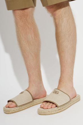 Dolce & Gabbana Slides With Logo, Mens, Beige