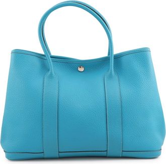 Herm&egrave;s Garden Turquoise Blue Negonda Leather Handbag Tote Bag (Pre-Owned)