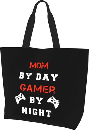 AOOEDM Dad By Day Gamer By Night Ladies Canvas Tote Reusable Shopping Bag