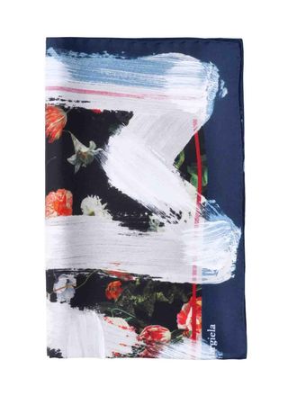 Maison Margiela Multicolor Floral Print Silk Scarf