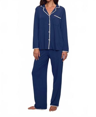 Eberjey Frida Long Pajama Set In Navy/ivory
