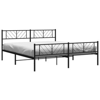vidaXL Estructura Cama Sin Colch&oacute;n Con Estribo Metal Negro 180x200 Cm Vidaxl
