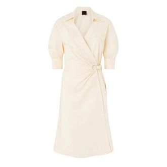 Pinko Midi Overhemdjurk met Strikceintuur - Dames - Wikkelkleedje - Beige - XS - Katoen - Kleedjes
