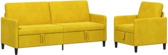 vidaXL Juego De Sof&aacute;s Con Almacenamiento 2 Uds. Amarillo Poli&eacute;ster Vidaxl