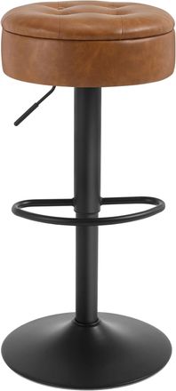 Woltu 1x Taburete De Bar De Cocina Con Reposapi&eacute;s Giratorio Y Ajustable - Marr&oacute;n - Woltu