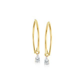 RS Pure by Ross-Simons Pear-Shaped Lab-Grown Diamond Drop Earrings in 14kt Yellow Gold