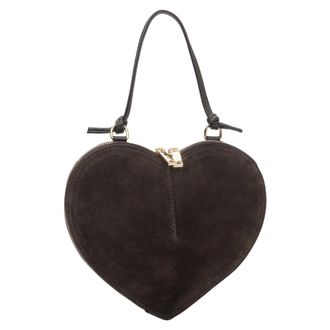 Estro & Luminara Handbags, female, Brown, ONE SIZE, Small Velour Heart-Shaped Bag