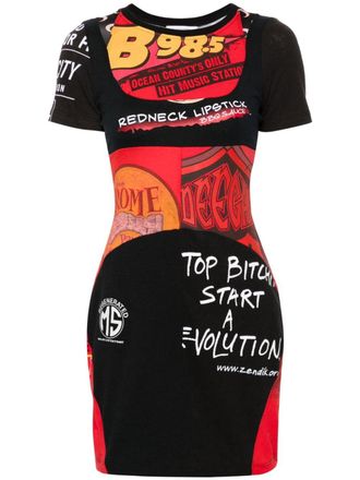 Marine Serre Abito modello T-shirt Regenerated Graphic corto - Nero
