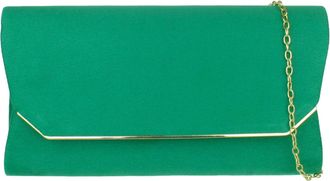 Girly HandBags Womens Plain Faux Suede Clutch Bag Medium Green