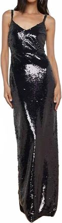 L'agence Karma Sequin Maxi Dress In Black