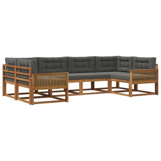 vidaXL Conjunto De Sof&aacute;s De Exterior 6 Pcs Natural Y Antracita Vidaxl