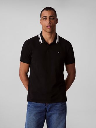 Calvin Klein Jeans Poloshirt CALVIN KLEIN JEANS SS CSL PQ CLSSC TPPD, Herren, Gr. XXL, schwarz, Jersey, Obermaterial: 100% Baumwolle, unifarben, klassisch normal, Rundha