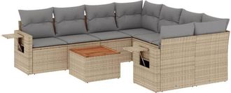 vidaXL Set De Sof&aacute;s De Jard&iacute;n 9 Pzas Con Cojines Rat&aacute;n Sint&eacute;tico Beige Vidaxl