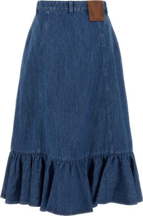 Valentino Garavani Womens Denim Skirt Mediumbluedenim Exterior: Cotton Linen Gonne